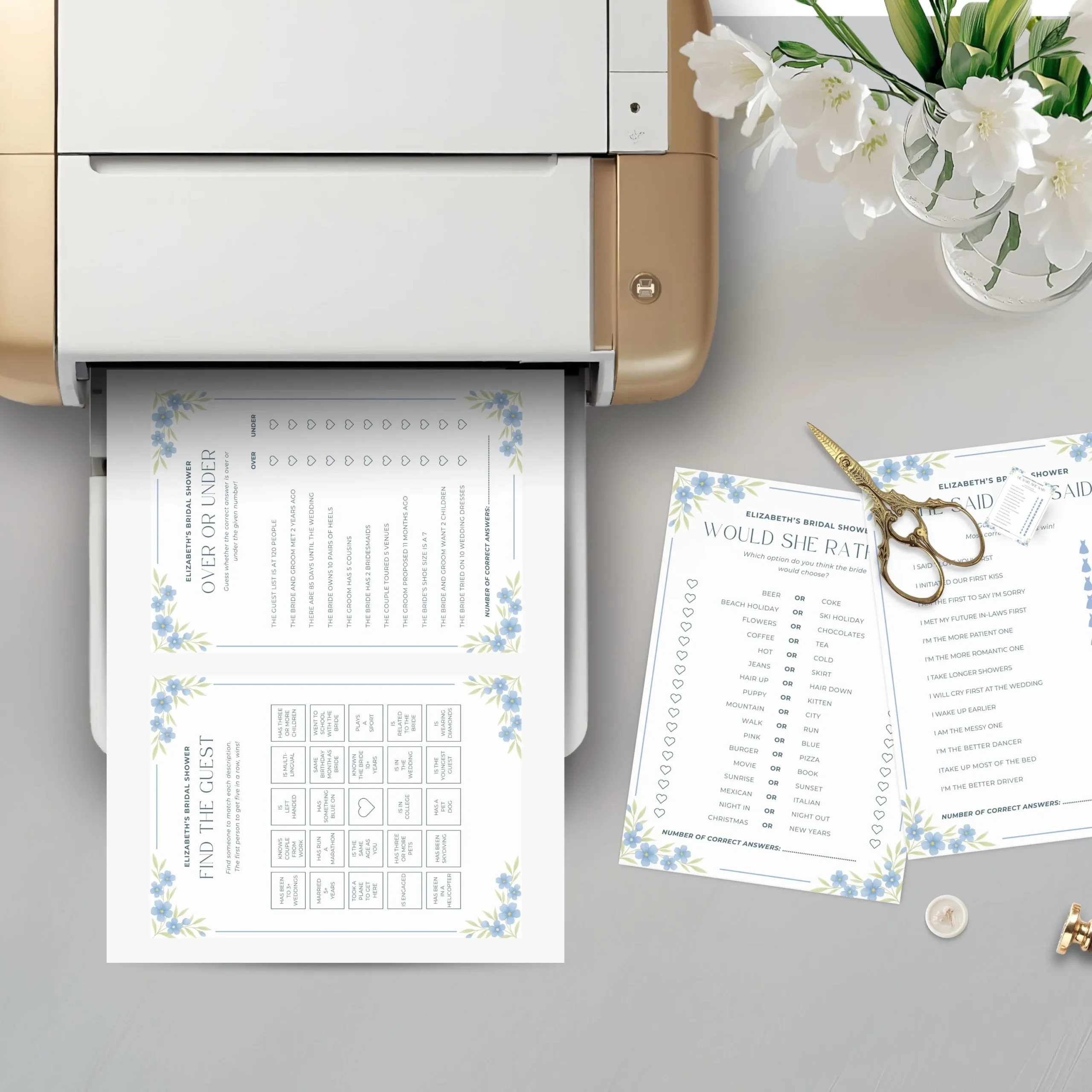 Printed Bridal Shower Games