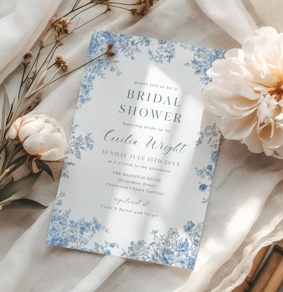 Blue Bridal Shower Invitation