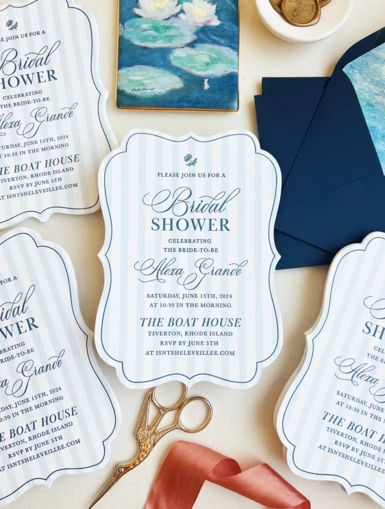 Blue Stripey Bridal Shower Invitation