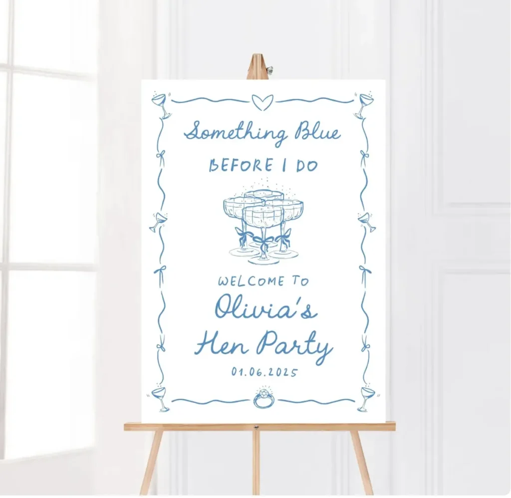Modern 'Something Blue' Bridal Shower Welcome Sign
