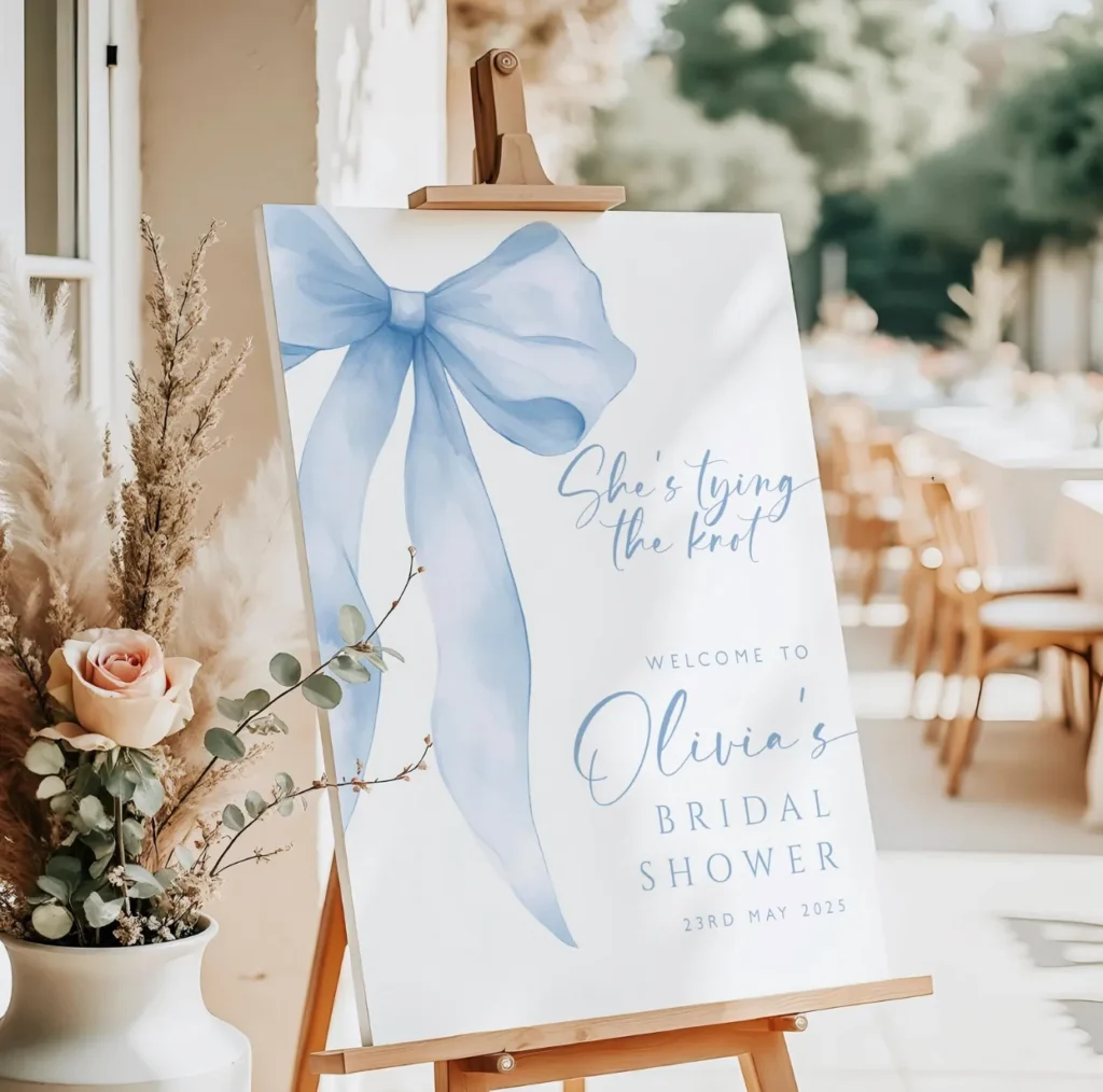 Bridal Shower Welcome Sign Blue Bow