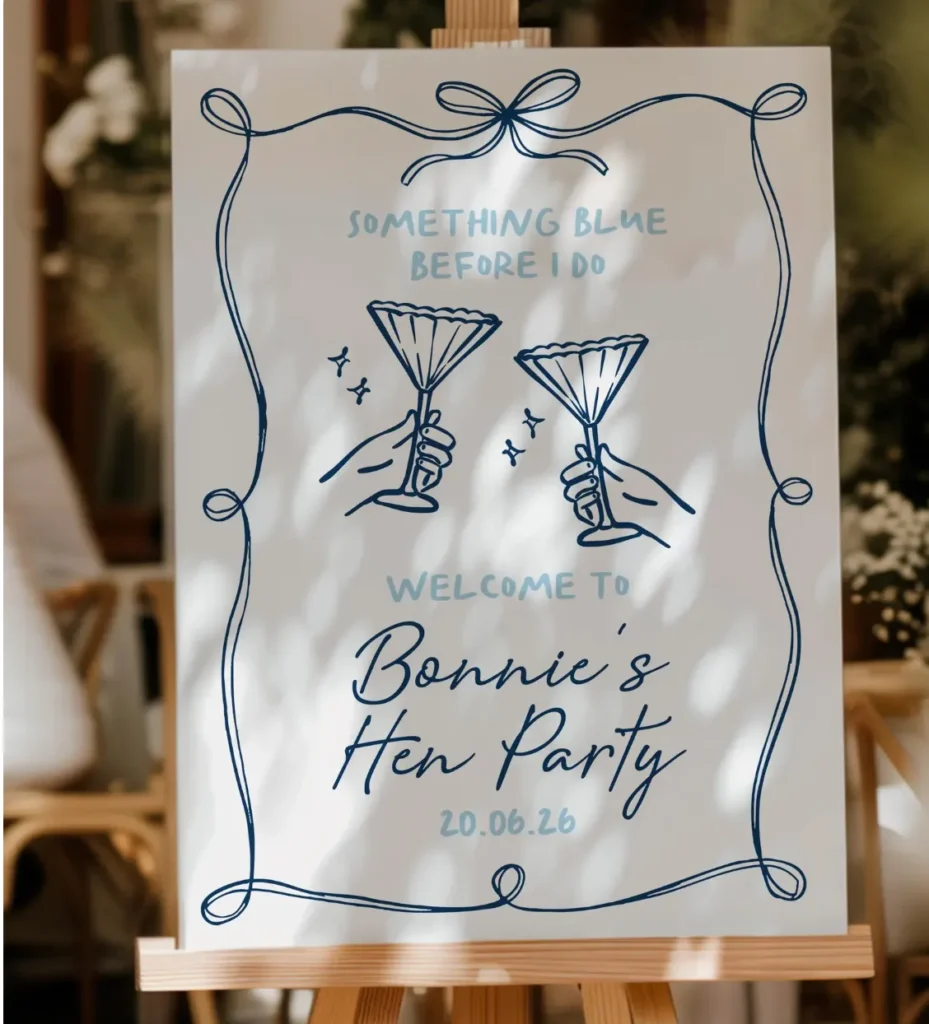 Modern Blue Bridal Shower Welcome Sign