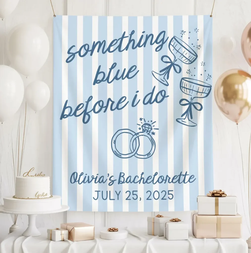 Stripey 'Something Blue' Bridal Shower Welcome Sign