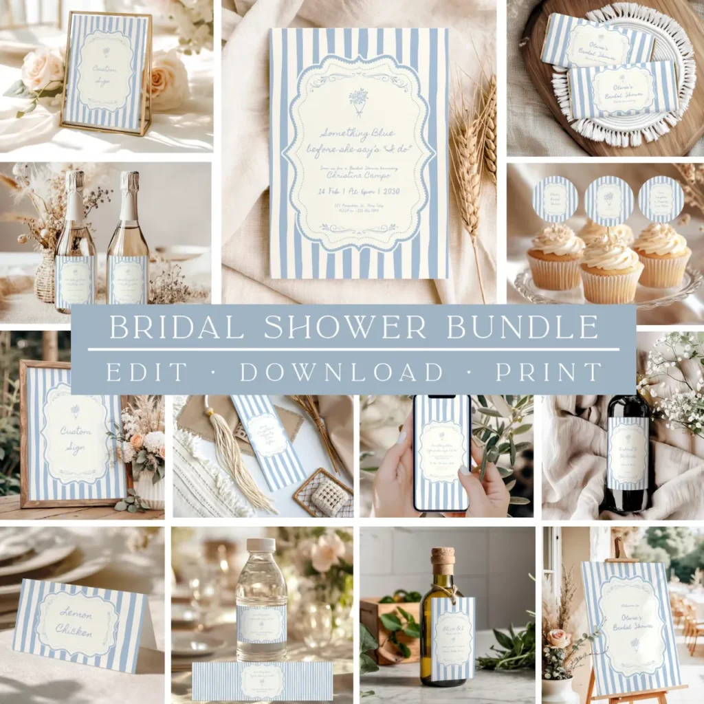 Vintage Stripey Bridal Shower Party Bundle