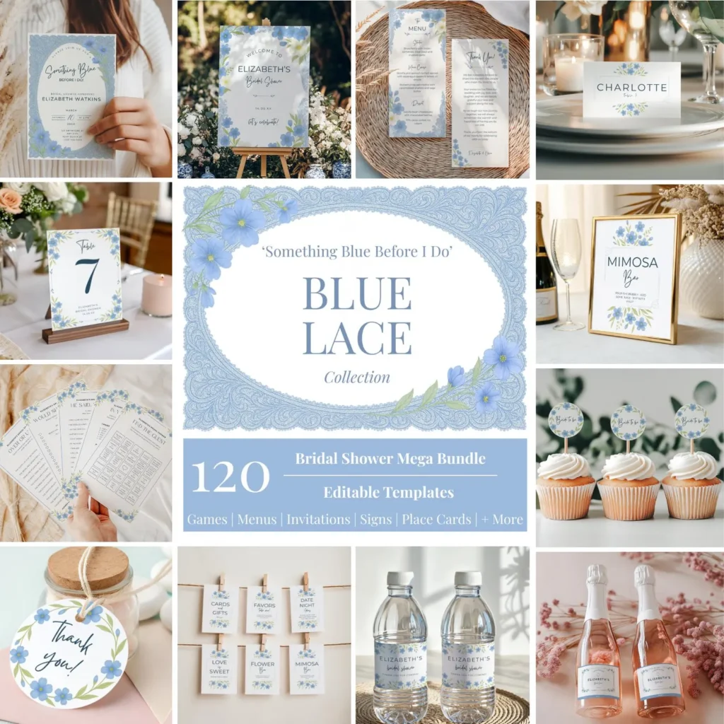 Blue Lace 'Something Blue' Bridal Shower Party Bundle