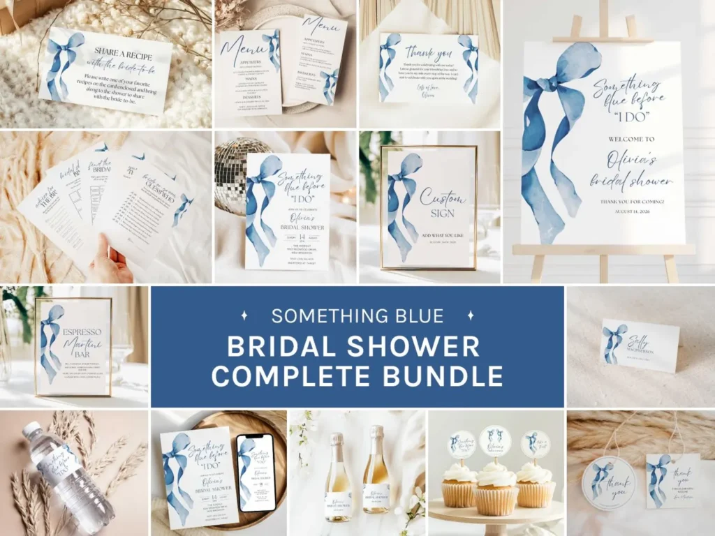 Tying The Knot Blue Bridal Shower Party Bundle